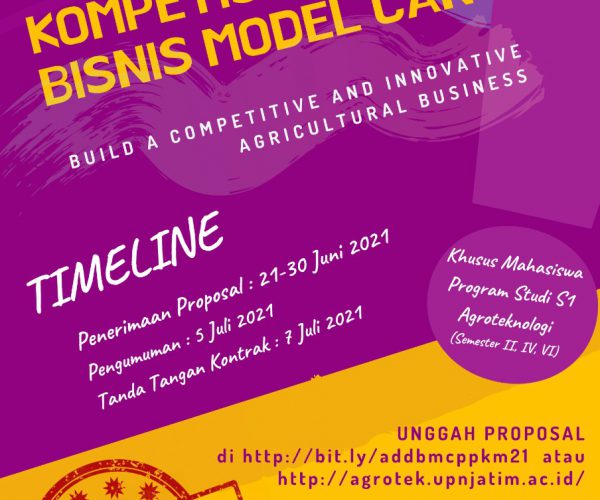 Ayo Mahasiswa Agroteknologi UPNVJT, Segera Daftarkan Tim Kalian Ikut Serta dalam Kompetisi Bisnis Model Canvas (BMC) dan Bootcamp Program Mahasiswa Wirausaha